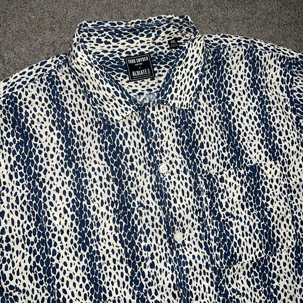Todd Snyder x Albiate Loop Collar Button Down Shirt Men's 2XL Leopard Print